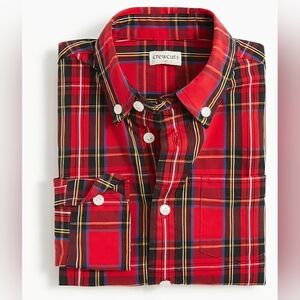 Boys JCrew Crewcuts Tartan Vibrant Red Plaid Button Up. Size 10. Worn 1x